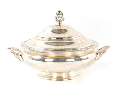 Lot 706 - A 19TH CENTURY CONTINENTAL SILVER TWO-HANDLED LIDDED VEGETABLE DISH