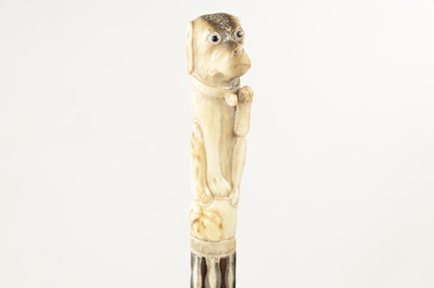 Lot 771 - AN EARLY 19TH CENTURY CARVED STAG HORN WALKING CANE
