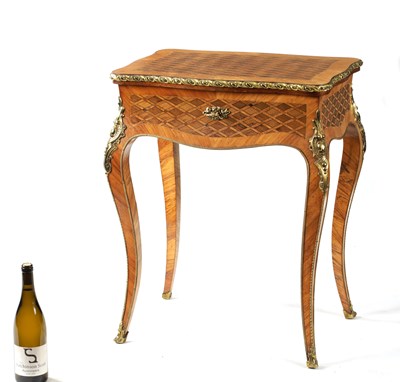 Lot 1435 - A LATE 19TH CENTURY FRENCH PARQUETRY INLAID AND ORMOLU MOUNTED FITTED DRESSING TABLE