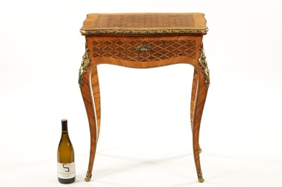 Lot 1435 - A LATE 19TH CENTURY FRENCH PARQUETRY INLAID AND ORMOLU MOUNTED FITTED DRESSING TABLE