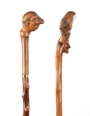 Lot 745 - TWO LATE 19TH CENTURY FOLK ART CARVED WALKING CANES