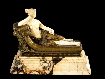 Lot 953 - ANTONIO CANOVA (1757 - 1822). A GOOD REGENCY CARVED IVORY, BRONZE AND SIENNA MARBLE SCULPTURE