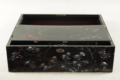 Lot 510 - A 19TH CENTURY EBONY AND MOTHER OF PEARL INLAID WRITING SLOPE