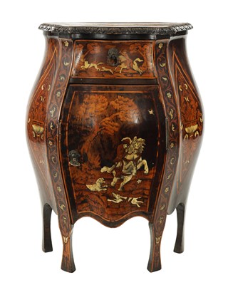 Lot 1384 - AN EARLY 18TH CENTURY ITALIAN MARQUETRY AND BONE INLAID COMMODE OF SMALL SIZE