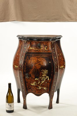 Lot 1384 - AN EARLY 18TH CENTURY ITALIAN MARQUETRY AND BONE INLAID COMMODE OF SMALL SIZE