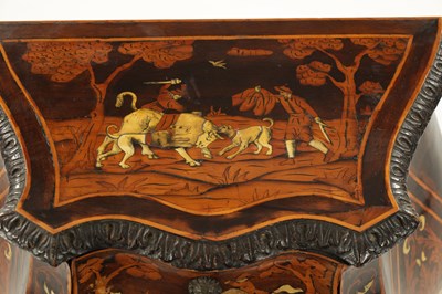 Lot 1384 - AN EARLY 18TH CENTURY ITALIAN MARQUETRY AND BONE INLAID COMMODE OF SMALL SIZE