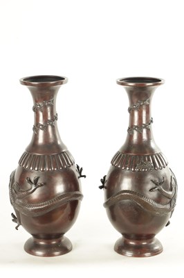 Lot 537 - A PAIR OF TWO LATE 19TH CENTURY CHINESE BRONZE VASES