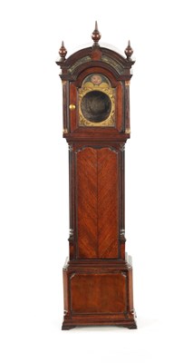 Lot 648 - A RARE 18TH CENTURY MAHOGANY POCKET WATCH HOLDER FORMED AS A LIVERPOOL LONGCASE CLOCK