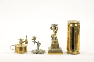 Lot 789 - FOUR PIECES OF 19TH CENTURY BRASSWARE