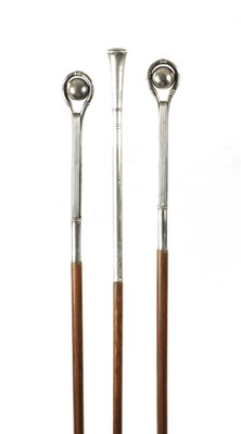 Lot 766 - A COLLECTION OF THREE 19TH CENTURY SILVER TOPPED WALKING STICKS