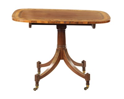 Lot 1484 - A GOOD GEORGE III FIGURED MAHOGANY SATINWOOD AND ROSEWOOD CROSS-BANDED SUPPER TABLE