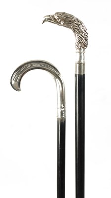 Lot 765 - A COLLECTION OF TWO LATE 19TH CENTURY SILVER TOPPED WALKING STICKS