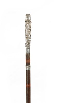 Lot 773 - A LATE 19TH CENTURY CHINESE SILVER WALKING STICK