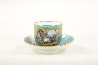 Lot 472 - A FINE LATE 18TH / 19TH CENTURY SEVRES PORCELAIN CUP AND SAUCER