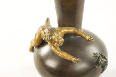 Lot 1015 - A 19TH CENTURY FRENCH BRONZE SQUAT BULBOUS VASE