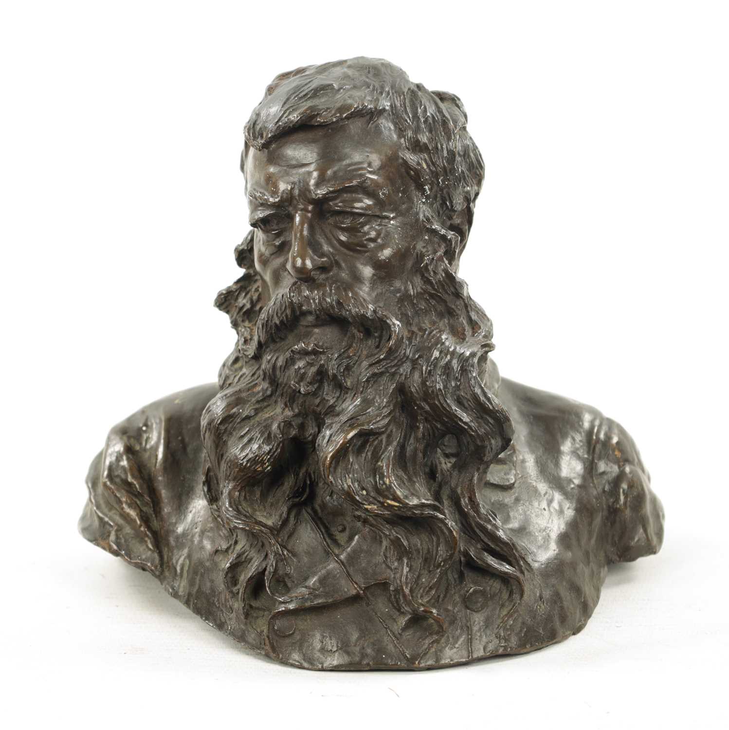 Lot 934 - VINCENZO GEMITO (1852-1929). A LATE 19TH CENTURY PATINATED BRONZE BUST
