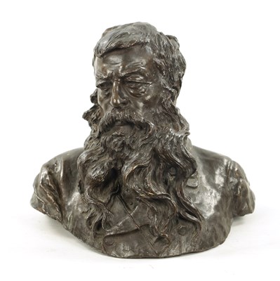 Lot 1036 - VINCENZO GEMITO (1852-1929). A LATE 19TH CENTURY PATINATED BRONZE BUST