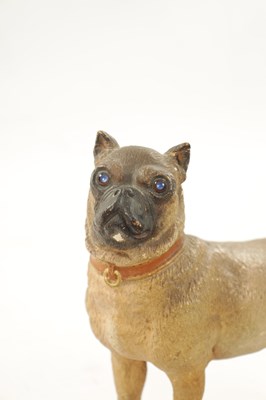 Lot 962 - A LATE 19TH CENTURY COLD PAINTED TERRACOTTA MODEL OF A PUG DOG