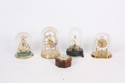 Lot 622 - A BOX LOT OF FOUR DOMED MANTEL CLOCKS AND AN...