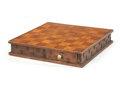 Lot 1082 - A 19TH CENTURY CARVED WOOD DOUBLE SIDED CHESS BOARD