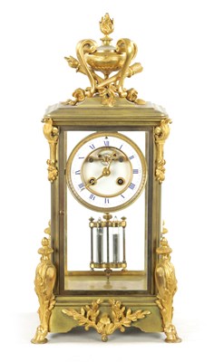 Lot 1315 - A LATE 19TH CENTURY FRENCH GILT BRASS FOUR-GLASS MANTEL CLOCK