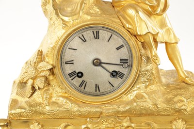 Lot 1220 - A MID 19TH CENTURY FRENCH ORMOLU FIGURAL MANTEL CLOCK