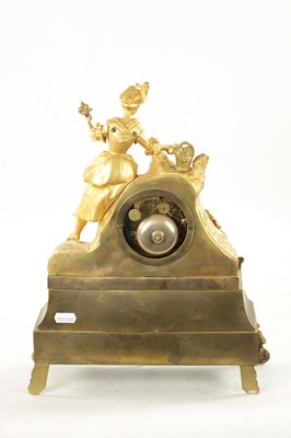 Lot A MID 19TH CENTURY FRENCH ORMOLU FIGURAL MANTEL CLOCK