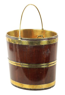 Lot 1410 - A GEORGE III OVAL MAHOGANY BRASS BOUND OYSTER BUCKET