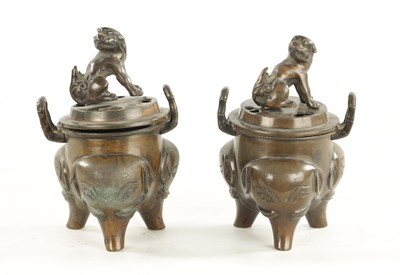 Lot 609 - A PAIR OF CHINESE LIDDED INCENSE BURNERS