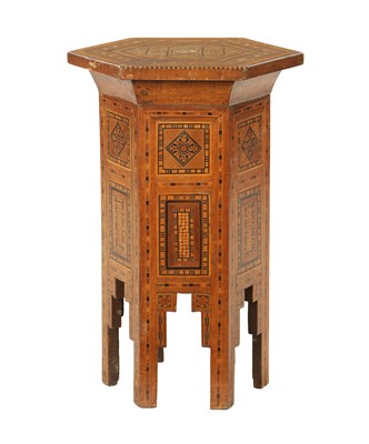 Lot 494 - A 19TH CENTURY EASTERN OTTOMAN STYLE INLAID OCCASIONAL TABLE