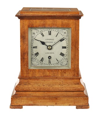 Lot 1301 - J. POOLE, LONDON. A SMALL MID 19TH CENTURY MAHOGANY FUSEE LIBRARY CLOCK