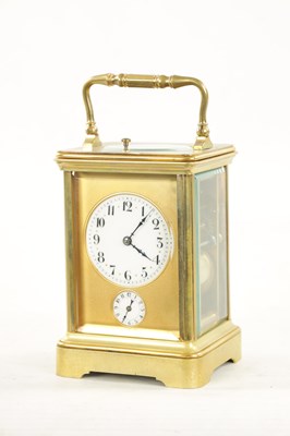 Lot 1256 - A LATE 19TH CENTURY FRENCH BRASS CASED GRAND SONNERIE CARRIAGE CLOCK