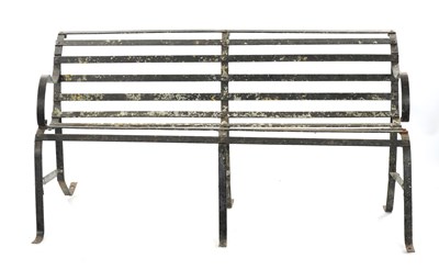 Lot 1451 - A REGENCY PAINTED CAST IRON GARDEN BENCH