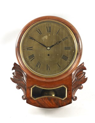 Lot 1206 - AINSWORTH, LONDON. A LATE REGENCY MAHOGANY BRASS DIAL EIGHT-DAY FUSEE WALL CLOCK