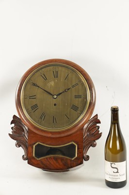 Lot 1206 - AINSWORTH, LONDON. A LATE REGENCY MAHOGANY BRASS DIAL EIGHT-DAY FUSEE WALL CLOCK
