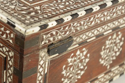 Lot 100 - A LARGE LATE 19TH CENTURY ANGLO-INDIAN IVORY AND EBONY INLAID WORKBOX