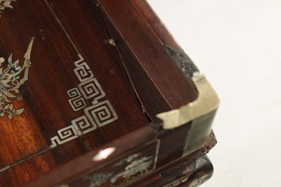 Lot 500 - A 19TH CENTURY CHINESE HARDWOOD AND MOTHER OF PEARL INLAID TRAY ON STAND