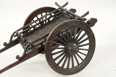 Lot 135 - A JAPANESE MEIJI PERIOD PATINATED BRONZE MODEL OF A CARRIAGE
