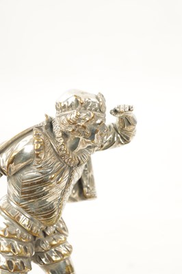 Lot 998 - EMILE GUILLEMIN. A PAIR OF SILVERED BRONZE SCULPTURES DEPICTING CAVALIERS
