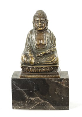 Lot 610 - FRANZ BERGMAN (1838 - 1894). A 19TH CENTURY BRONZE BUDDHA