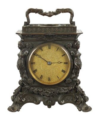 Lot 1306 - FRENCH, ROYAL EXCHANGE, LONDON. A MID 19TH CENTURY DOUBLE FUSEE REPEATING GIANT CARRIAGE CLOCK
