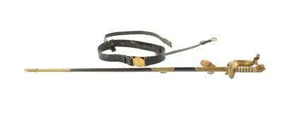 Lot 809 - A GOOD QUALITY 19TH CENTURY 1827 WILKINSON PATTERN ROYAL NAVAL OFFICERS DRESS SWORD WITH ORIGINAL BELT
