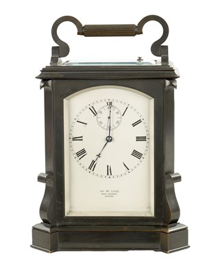 Lot 1210 - JAMES MCCABE, ROYAL EXCHANGE, LONDON. A GIANT ENGLISH DOUBLE FUSEE STRIKING/REPEATING CARRIAGE CLOCK
