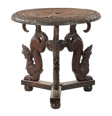 Lot 178 - A 19TH CENTURY INDIAN HARDWOOD OCCASIONAL TABLE