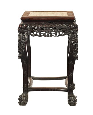 Lot 516 - A 19TH CENTURY CHINESE HARDWOOD JARDINIERE STAND