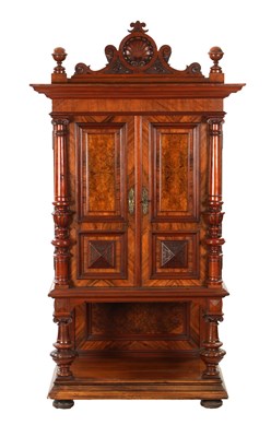 Lot 1420 - A 19TH CENTURY BURR WALNUT SIDE CABINET