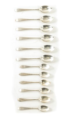 Lot 725 - A SET OF SIX GEORGE III IRISH SILVER DESSERT SPOONS