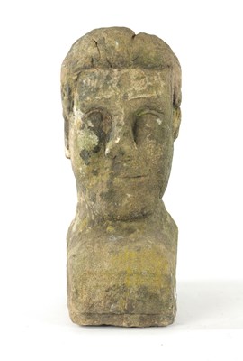 Lot 1013 - AN EARLY CARVED STONE BUST