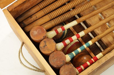 Lot 991 - AN EDWARDIAN CROQUET SET