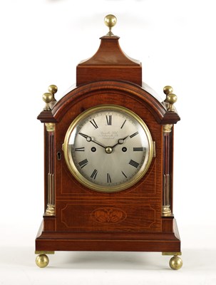 Lot 1346 - RUSSELLS LTD, LIVERPOOL. A SMALL EDWARDIAN DOUBLE FUSEE BRACKET CLOCK